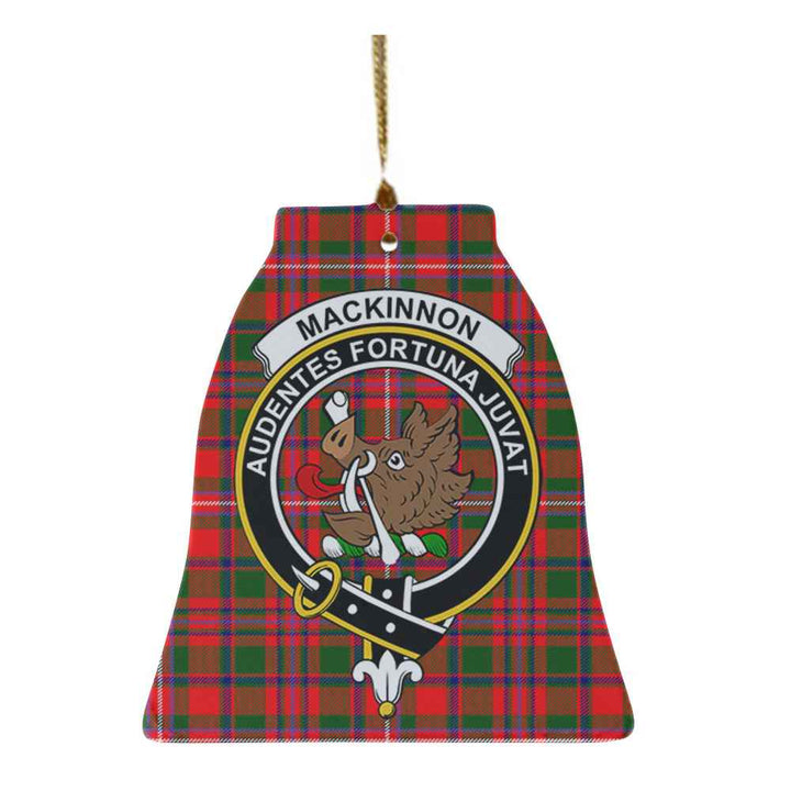Scottish MacKinnon Clan Crest Tartan Ceramic Ornament Bell Shape Tartan Plaid