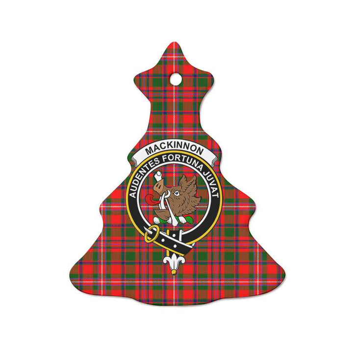 Scottish MacKinnon Clan Crest Tartan Ceramic Ornament Tree Shape Tartan Plaid