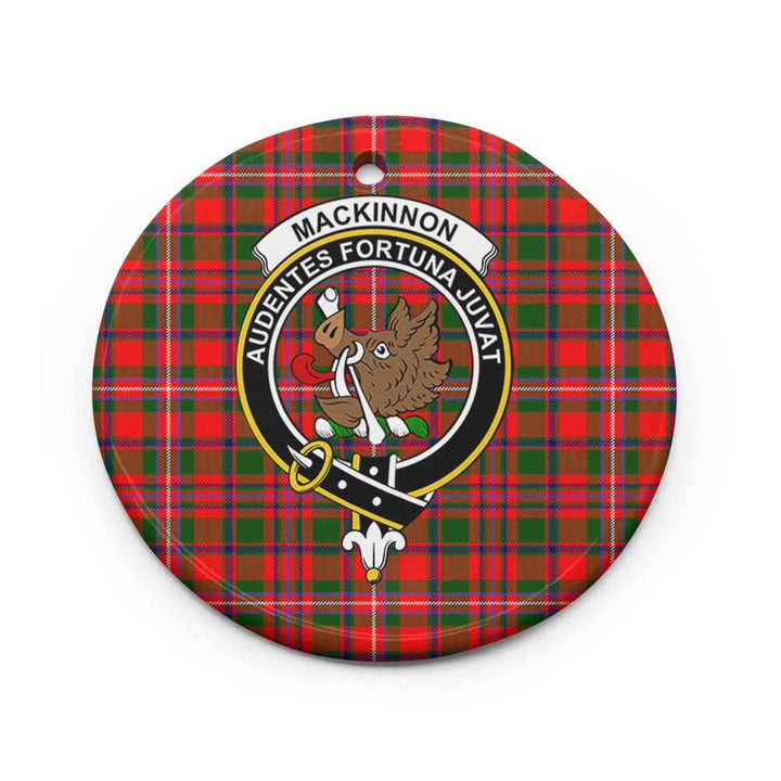 Scottish MacKinnon Clan Crest Tartan Ceramic Ornament Circle Shape Tartan Plaid