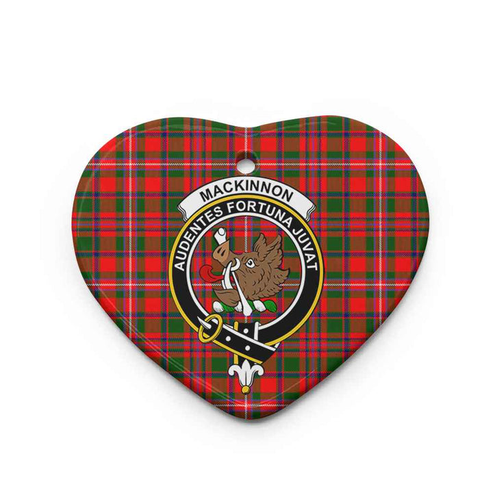 Scottish MacKinnon Clan Crest Tartan Ceramic Ornament Heart Shape Tartan Plaid