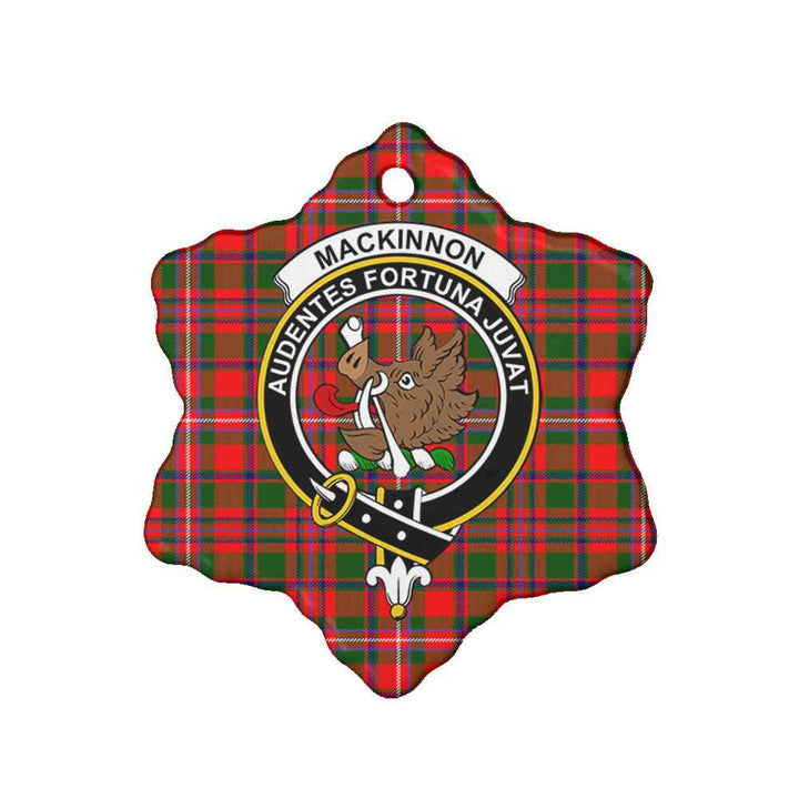 Scottish MacKinnon Clan Crest Tartan Ceramic Ornament Snow Flake Shape Tartan Plaid