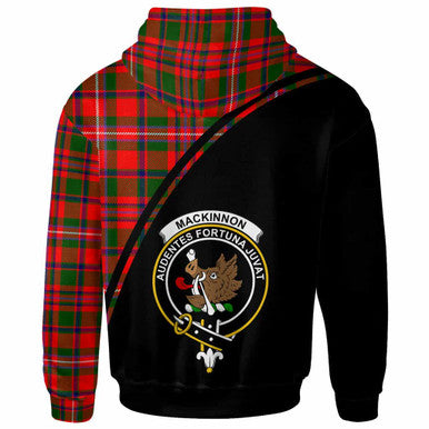 Scottish MacKinnon Clan Crest Tartan Curve Hoodie Back Side Tartan Plaid
