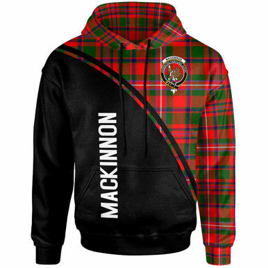 Scottish MacKinnon Clan Crest Tartan Curve Hoodie Front Side Tartan Plaid