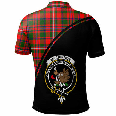 Scottish MacKinnon Clan Crest Tartan Curve Polo Shirt Back Side Tartan Plaid