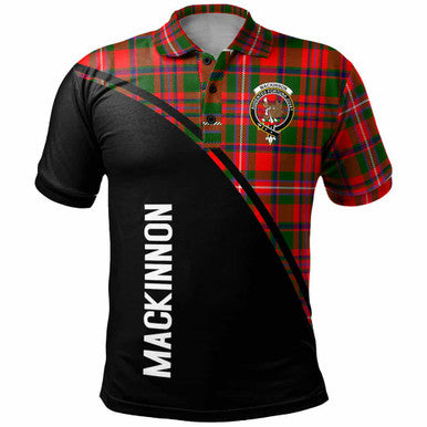 Scottish MacKinnon Clan Crest Tartan Curve Polo Shirt Front Side Tartan Plaid