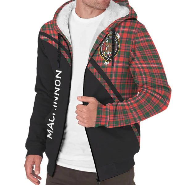 Scottish MacKinnon Clan Crest Tartan Curve Sherpa Hoodie
