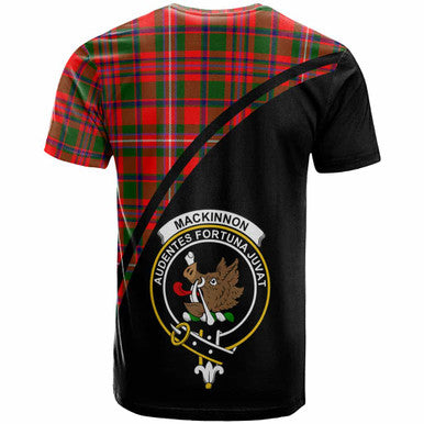 Scottish MacKinnon Clan Crest Tartan Curve T-Shirt Back Side Tartan Plaid