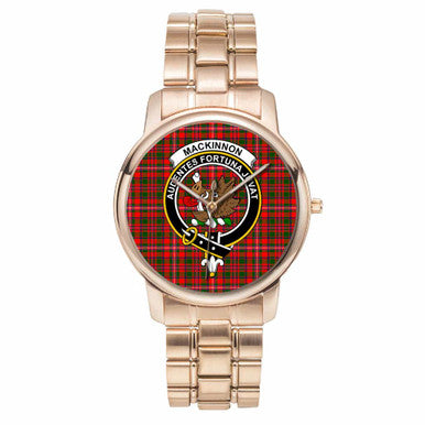 Scottish MacKinnon Clan Crest Tartan Folding Clasp Steel Quartz Watches Tartan Plaid Rose Gold 1