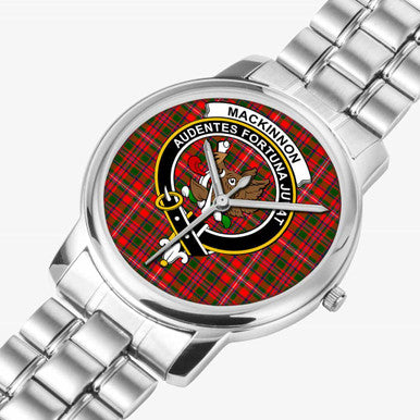 Scottish MacKinnon Clan Crest Tartan Folding Clasp Steel Quartz Watches Tartan Plaid Silver 2
