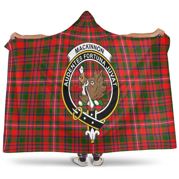 Scottish MacKinnon Clan Crest Tartan Hooded Blanket Tartan Plaid 1