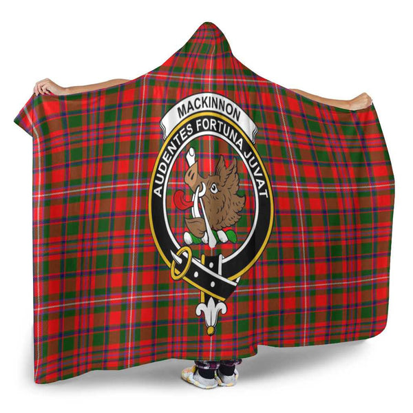 Scottish MacKinnon Clan Crest Tartan Hooded Blanket Tartan Plaid 2