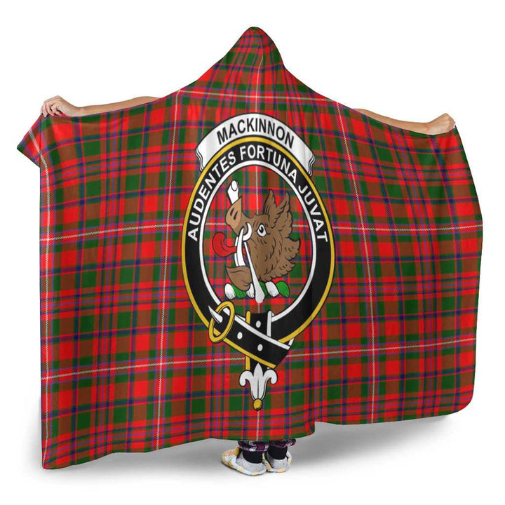 Scottish MacKinnon Clan Crest Tartan Hooded Blanket Tartan Plaid 2