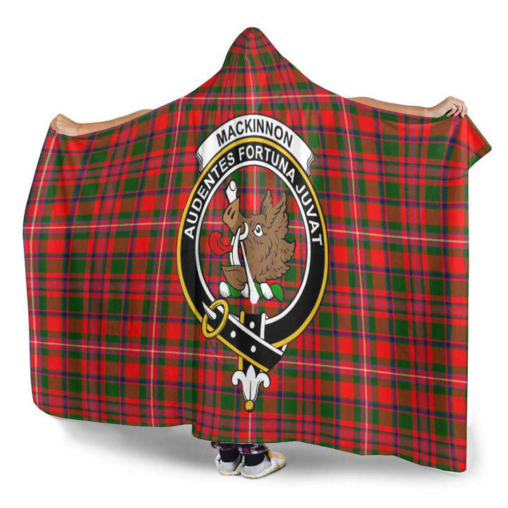 Scottish MacKinnon Clan Crest Tartan Hooded Blanket Tartan Plaid 3