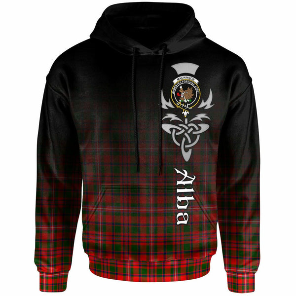 Scottish MacKinnon Clan Crest Tartan Hoodie - Alba Gu Brath Family Crest Celtic Inspired Front Side Tartan Plaid