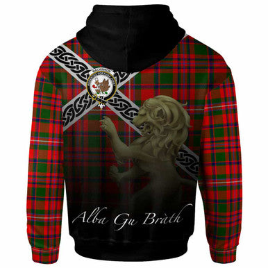 Scottish MacKinnon Clan Crest Tartan Hoodie - Scotland Lion Back Side Tartan Plaid