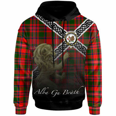 Scottish MacKinnon Clan Crest Tartan Hoodie - Scotland Lion Front Side Tartan Plaid