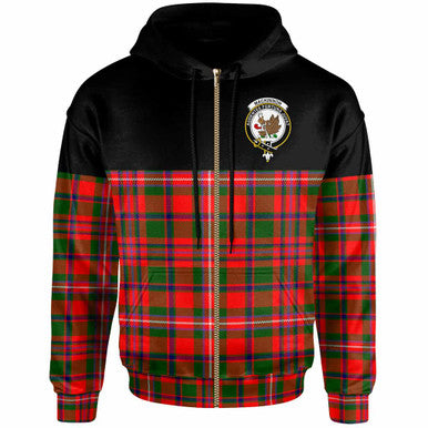 Scottish MacKinnon Clan Crest Tartan Hoodie - Horizontal Style Zip-up Tartan Plaid