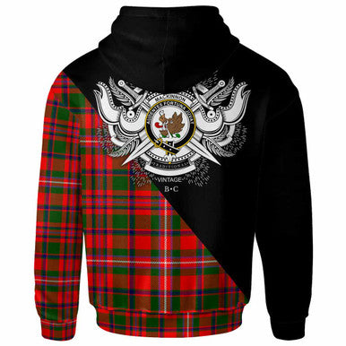 Scottish MacKinnon Clan Crest Tartan Hoodie - Military Logo Back Side Tartan Plaid