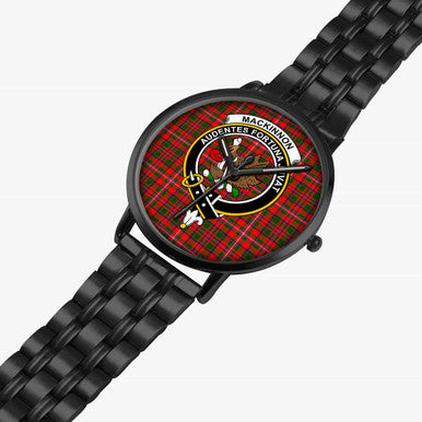 Scottish MacKinnon Clan Crest Tartan Instafamous Steel Quartz Watches Tartan Plaid Black 2