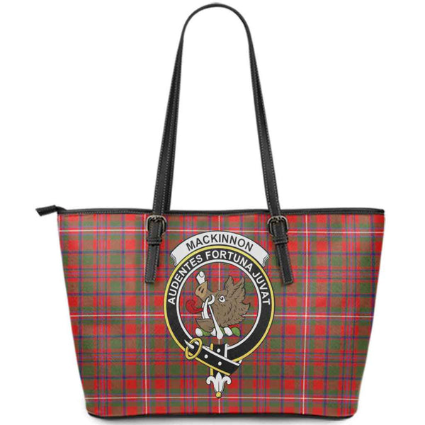Scottish MacKinnon Clan Crest Tartan Leather Tote Tartan Plaid