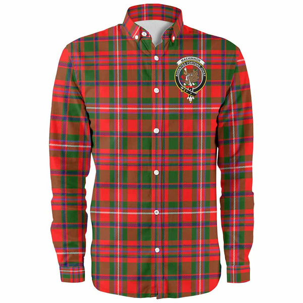 Scottish MacKinnon Clan Crest Tartan Long Sleeve Shirt Front Side Tartan Plaid
