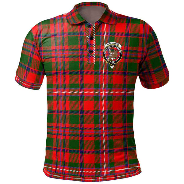 Scottish MacKinnon Clan Crest Tartan Polo Shirt Front Side Tartan Plaid