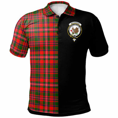 Scottish MacKinnon Clan Crest Tartan Polo Shirt - Half in Me Front Side Tartan Plaid
