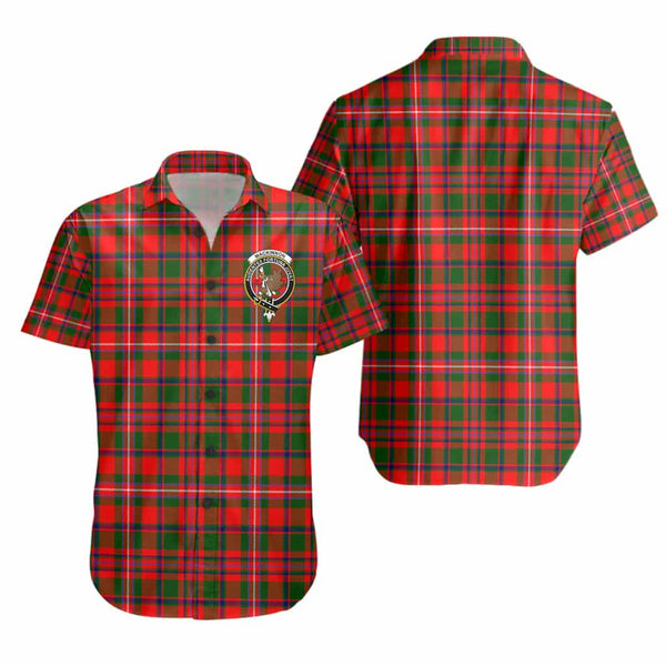 Scottish MacKinnon Clan Crest Tartan Short Sleeve Shirt Tartan Plaid