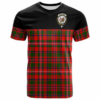 Scottish MacKinnon Clan Crest Tartan T-Shirt - Horizontal Style Front Side Tartan Plaid