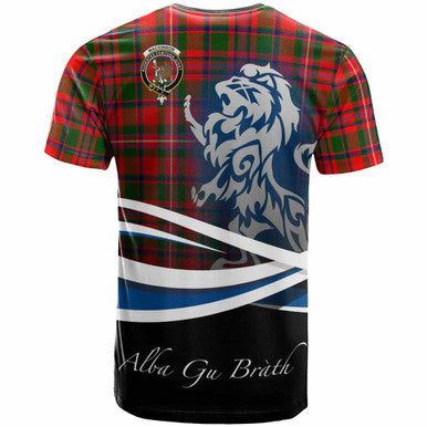 Scottish MacKinnon Clan Crest Tartan T-Shirt - Scotland Lion Back Side Tartan Plaid