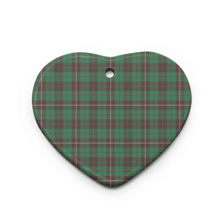 Scottish MacKinnon Hunting Ancient Clan Tartan Ceramic Ornament Heart Shape Tartan Plaid