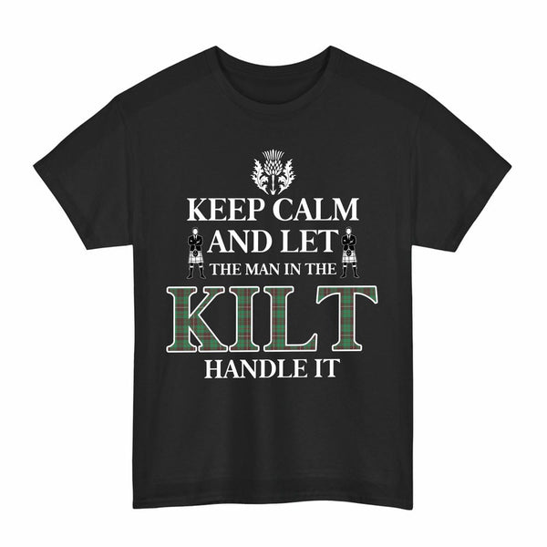 Scottish MacKinnon Hunting Ancient Clan Tartan T-Shirt - Keep Calm Tartan Plaid Black Color