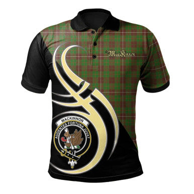 Scottish MacKinnon Hunting Modern Clan Crest Tartan Polo Shirt Believe in Me Front Side Tartan Plaid