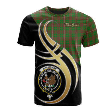 Scottish MacKinnon Hunting Modern Clan Crest Tartan T-Shirt Believe in Me Front Side Tartan Plaid