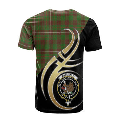Scottish MacKinnon Hunting Modern Clan Crest Tartan T-Shirt Believe in Me Back Side Tartan Plaid