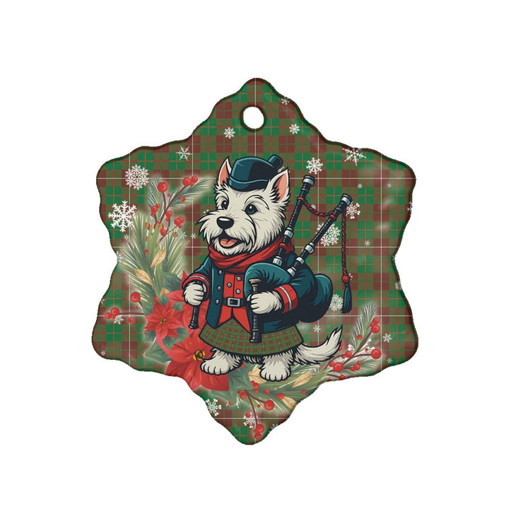 Scottish MacKinnon Hunting Modern Clan Tartan Ceramic Ornament Cute Scottish Terrier Dog Snow Flake Style Tartan Plaid