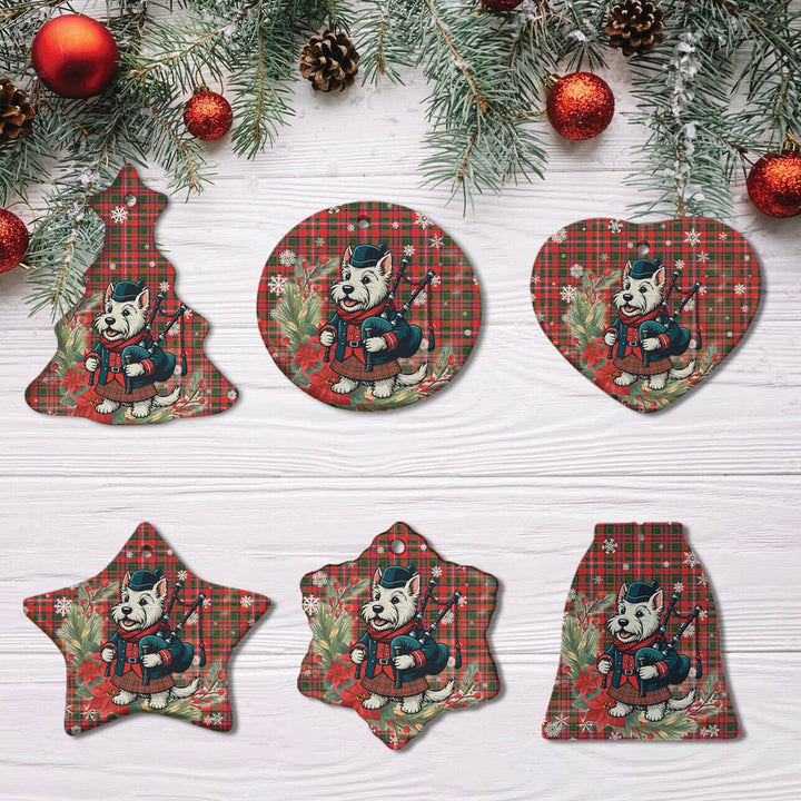 Scottish MacKinnon Modern Clan Tartan Ceramic Ornament Cute Scottish Terrier Dog All Style Tartan Plaid