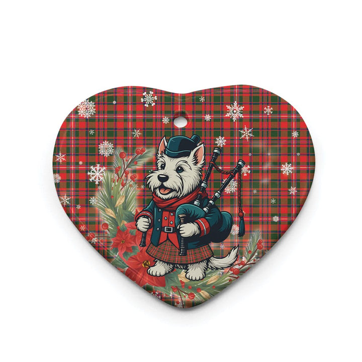 Scottish MacKinnon Modern Clan Tartan Ceramic Ornament Cute Scottish Terrier Dog Heart Style Tartan Plaid