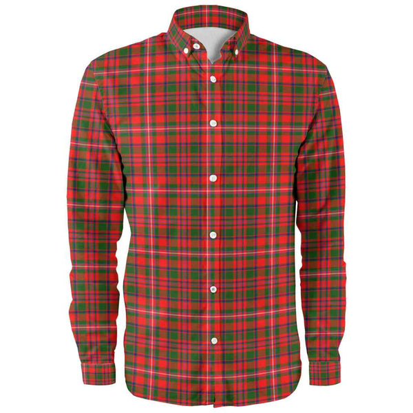 Scottish MacKinnon Modern Clan Tartan Long Sleeve Shirt Front Side Tartan Plaid