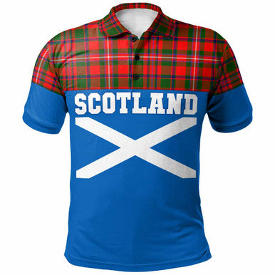 Scottish MacKinnon Modern Clan Tartan Polo Shirt - Lion Rampant of Scotland With Flag Front Side Tartan Plaid