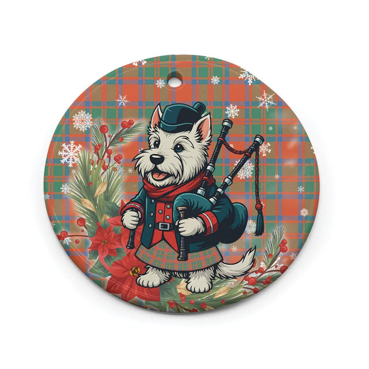 Scottish MacKintosh Ancient Clan Tartan Ceramic Ornament Cute Scottish Terrier Dog Circle Style Tartan Plaid