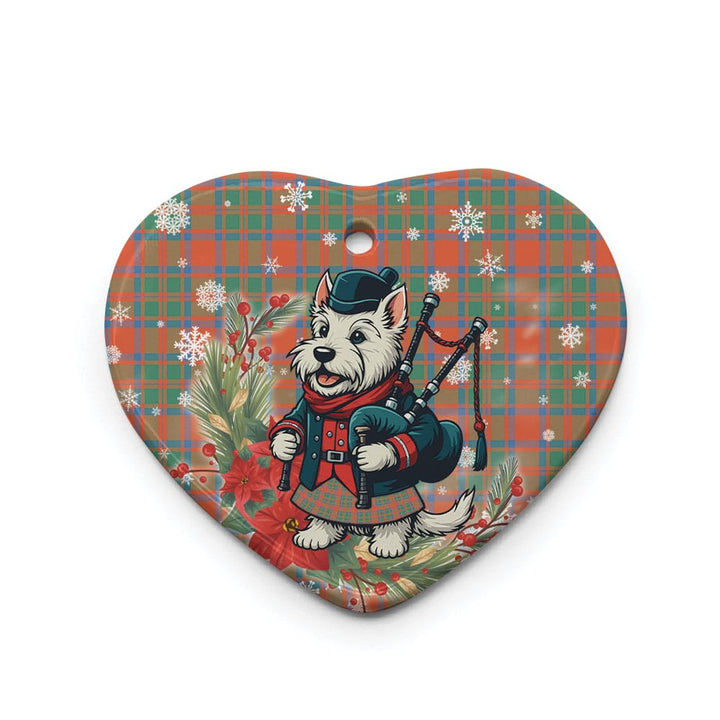 Scottish MacKintosh Ancient Clan Tartan Ceramic Ornament Cute Scottish Terrier Dog Heart Style Tartan Plaid