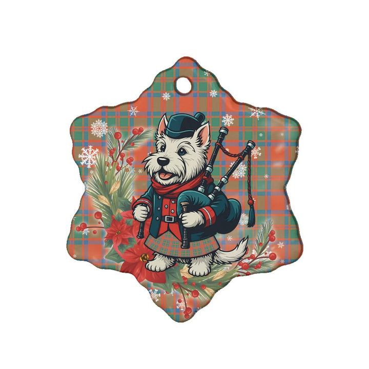 Scottish MacKintosh Ancient Clan Tartan Ceramic Ornament Cute Scottish Terrier Dog Snow Flake Style Tartan Plaid