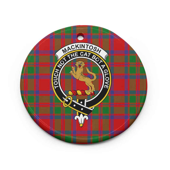Scottish MacKintosh Clan Crest Tartan Ceramic Ornament Circle Shape Tartan Plaid