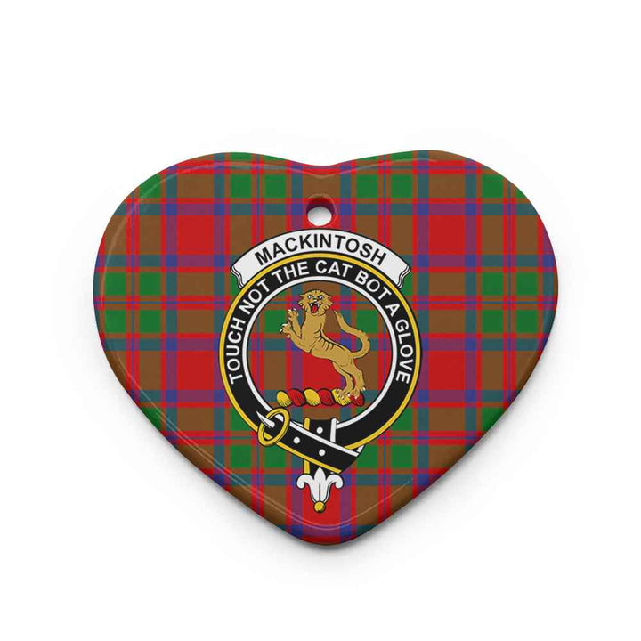 Scottish MacKintosh Clan Crest Tartan Ceramic Ornament Heart Shape Tartan Plaid