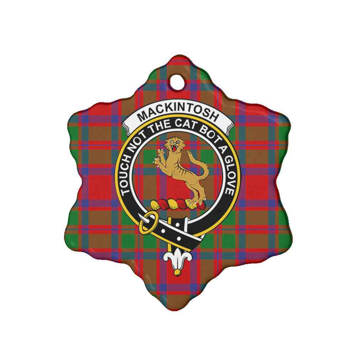 Scottish MacKintosh Clan Crest Tartan Ceramic Ornament Snow Flake Shape Tartan Plaid