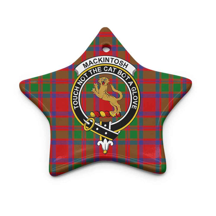 Scottish MacKintosh Clan Crest Tartan Ceramic Ornament Star Shape Tartan Plaid