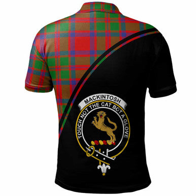 Scottish MacKintosh Clan Crest Tartan Curve Polo Shirt Back Side Tartan Plaid