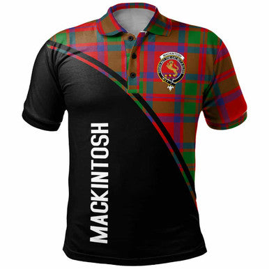 Scottish MacKintosh Clan Crest Tartan Curve Polo Shirt Front Side Tartan Plaid