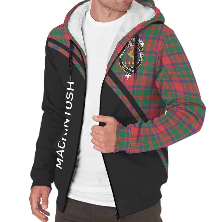 Scottish MacKintosh Clan Crest Tartan Curve Sherpa Hoodie